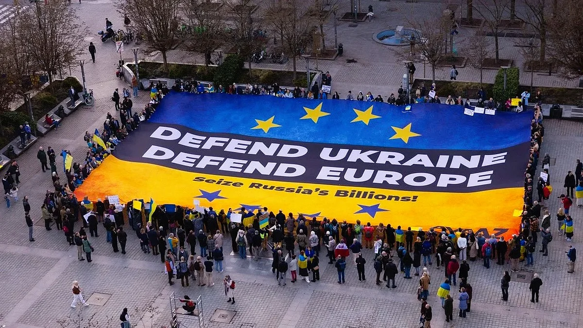 File photo of a demonstration outside the European Parliament 