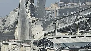 The bombarded Holy Family Church, the only Catholic Christian temple in Gaza