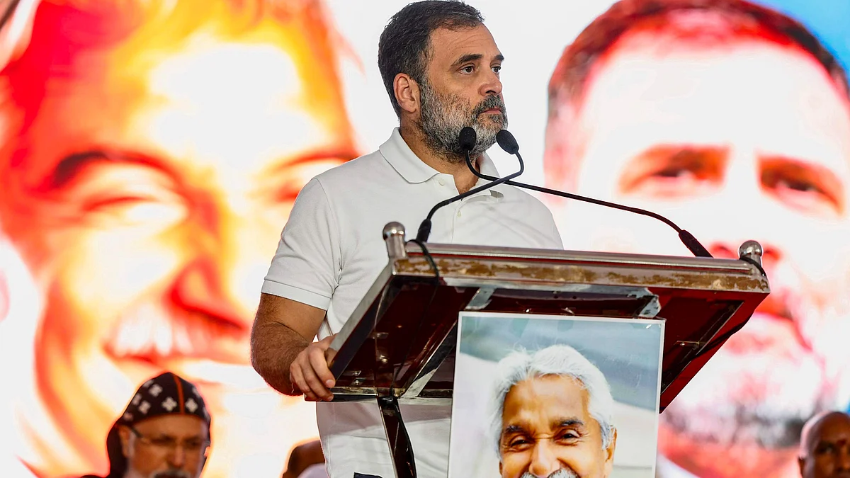 Rahul Gandhi speaks during Oommen Chandy Smriti Sangamam in Kottayam on 18 July (photo: PTI)