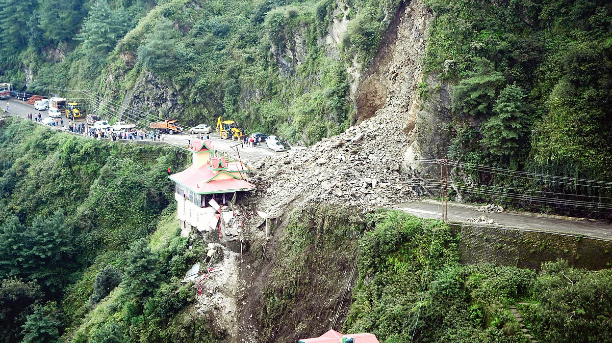 A landslide on the Chandigarh–Shimla national highway