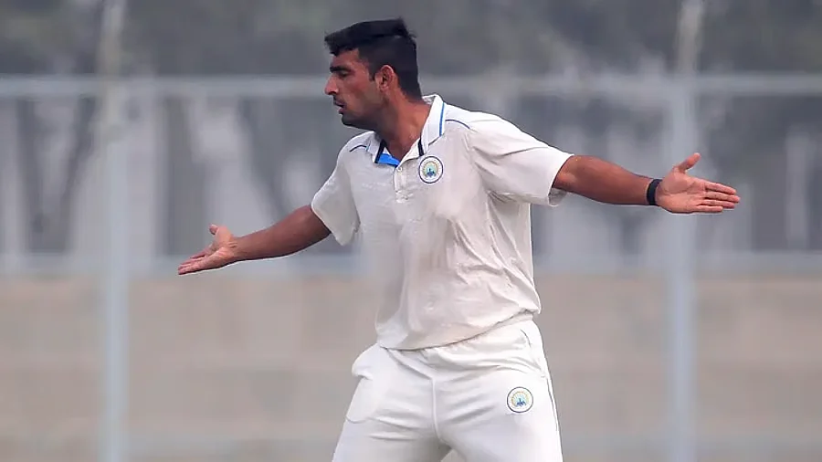 Haryana quickie Anshul Kamboj (photo: @BCCIdomestic/X)