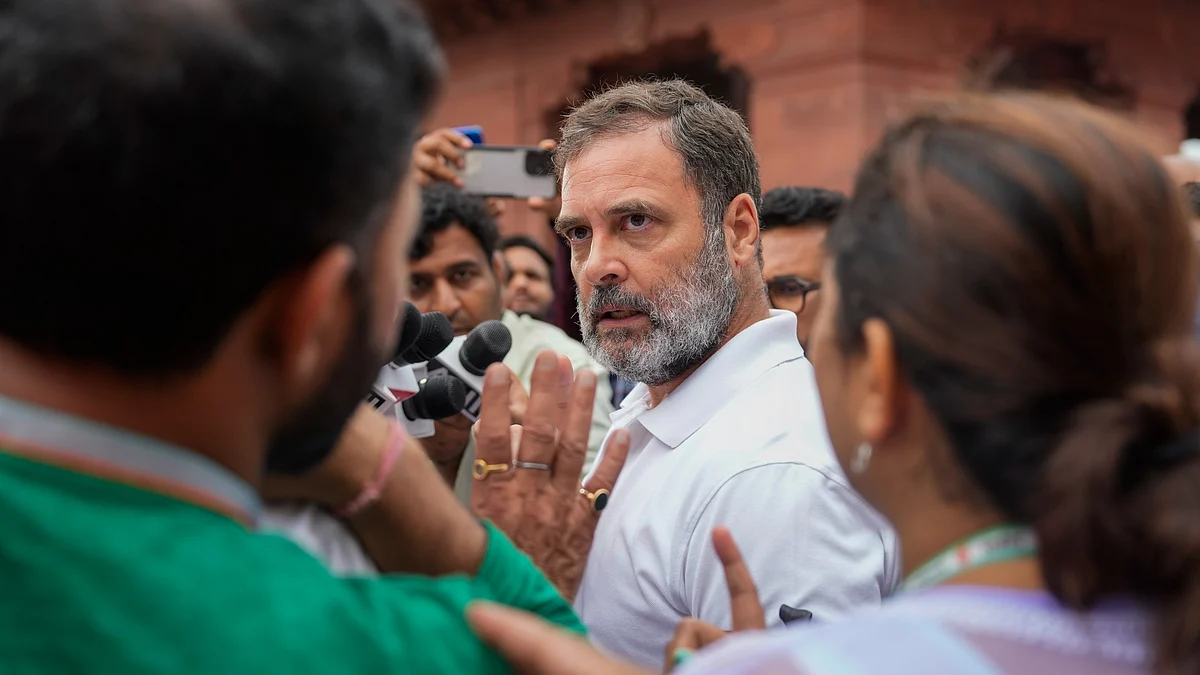 Rahul Gandhi during Monsoon session of Parliament on 23 July (photo: PTI)