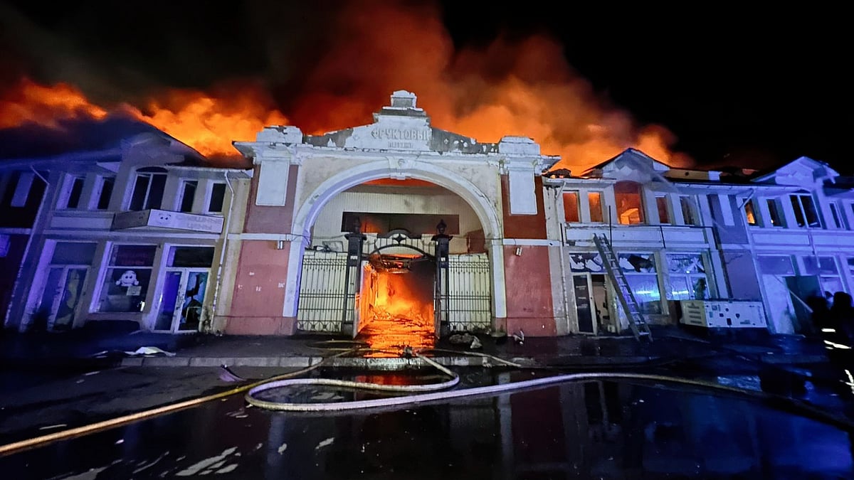 A Russian drone strike in Ukraine on 23 July (photo: @ZelenskyyUa/X)