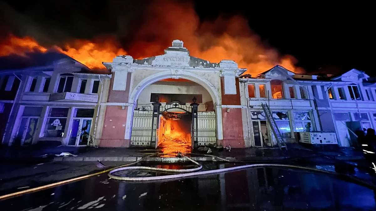 A Russian drone strike in Ukraine on 23 July (photo: @ZelenskyyUa/X)