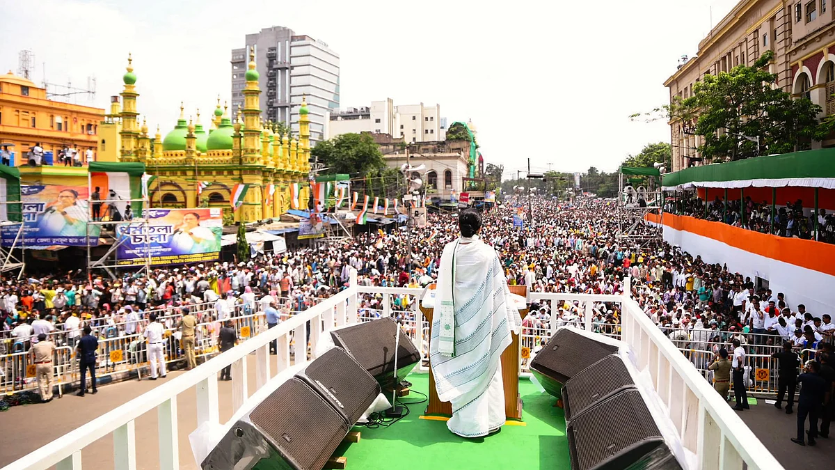 Mamata Banerjee at the Shaheed Divas rally in Kolkata (photo: PTI)