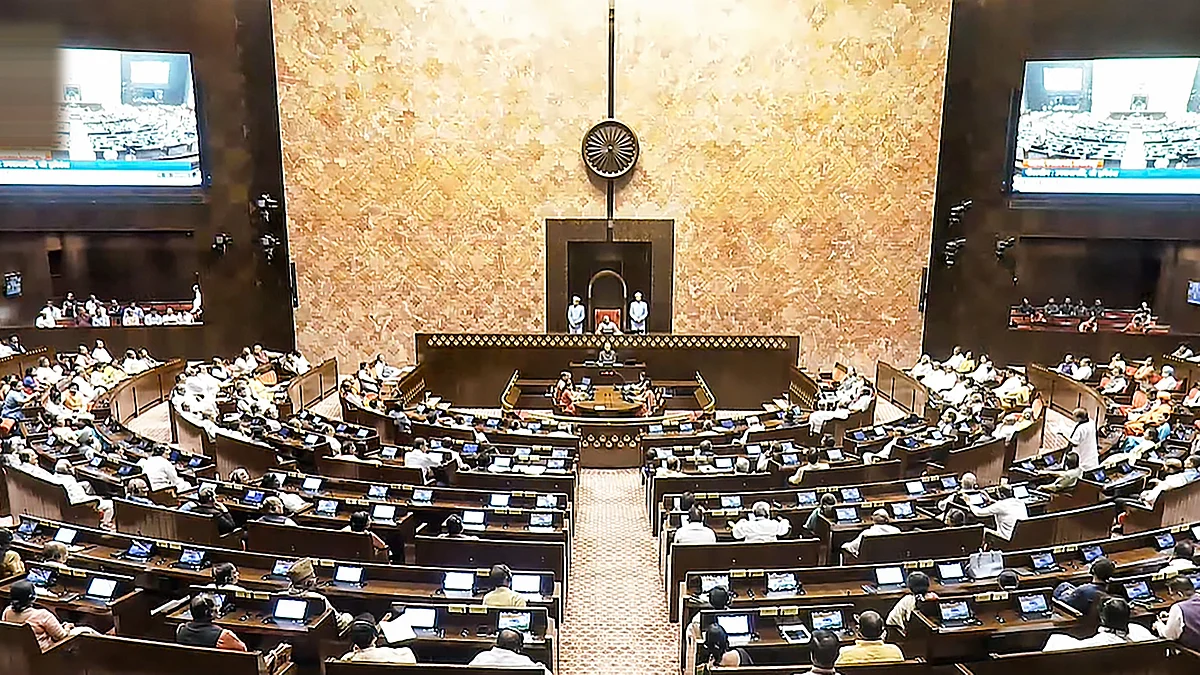 Harivansh Narayan Singh conducts proceedings in Rajya Sabha on 24 July (photo: PTI)
