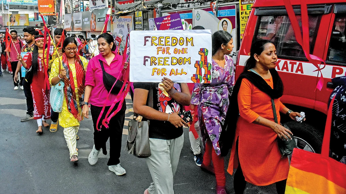 A rally protesting rising violence against women, Kolkata, February 2025