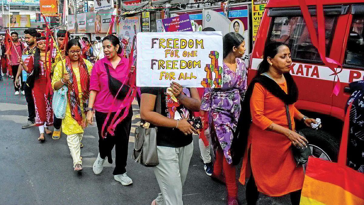 A rally protesting rising violence against women, Kolkata, February 2025