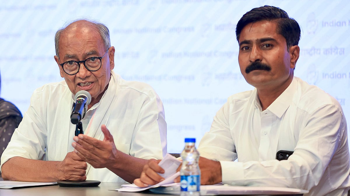 Congress leader Digvijaya Singh addresses a press conference in New Delhi (photo: PTI)