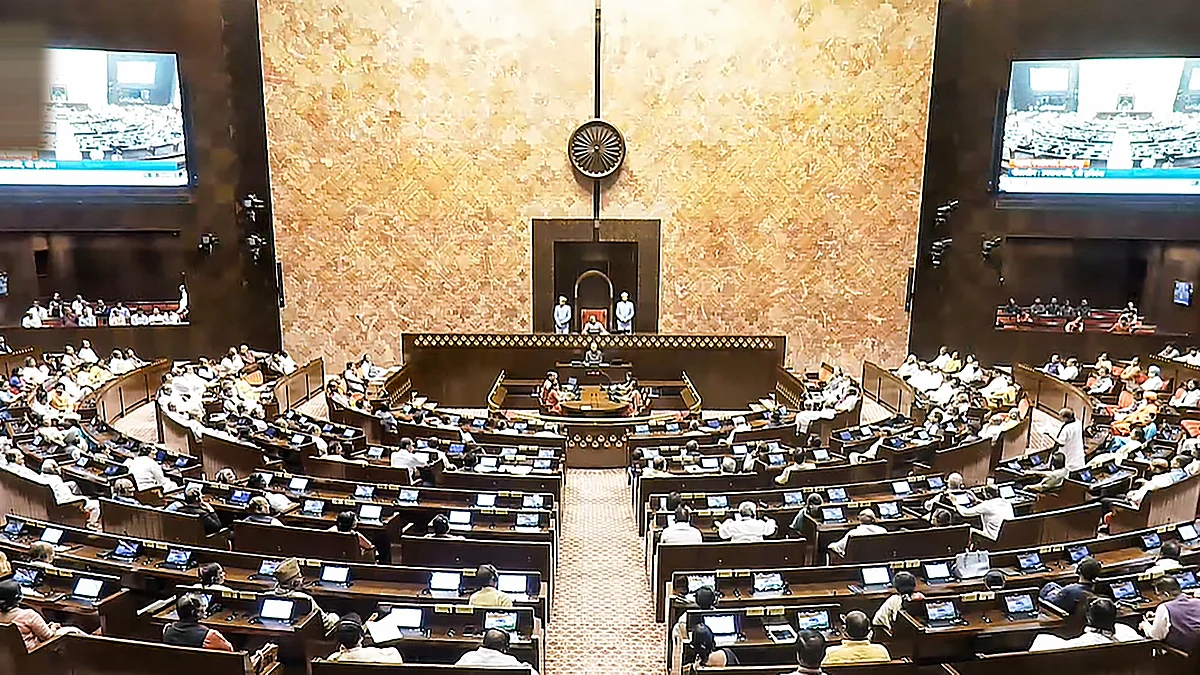 Rajya Sabha deputy chairman Harivansh Narayan Singh conducts proceedings (photo: PTI)