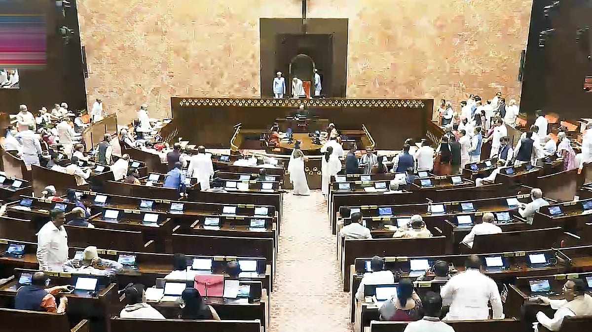 Opposition MPs protest in the Rajya Sabha in New Delhi (photo: PTI)