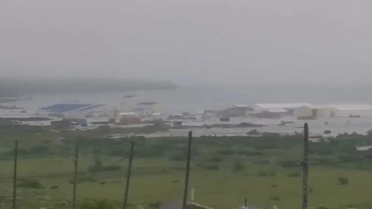 Image shows the aftermath of tsunami hitting coastal area of Kuril Islands, Russia on 30 July (AP/PTI)