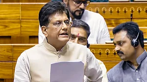 Piyush Goyal speaks in the Rajya Sabha (photo: Sansad TV via PTI)