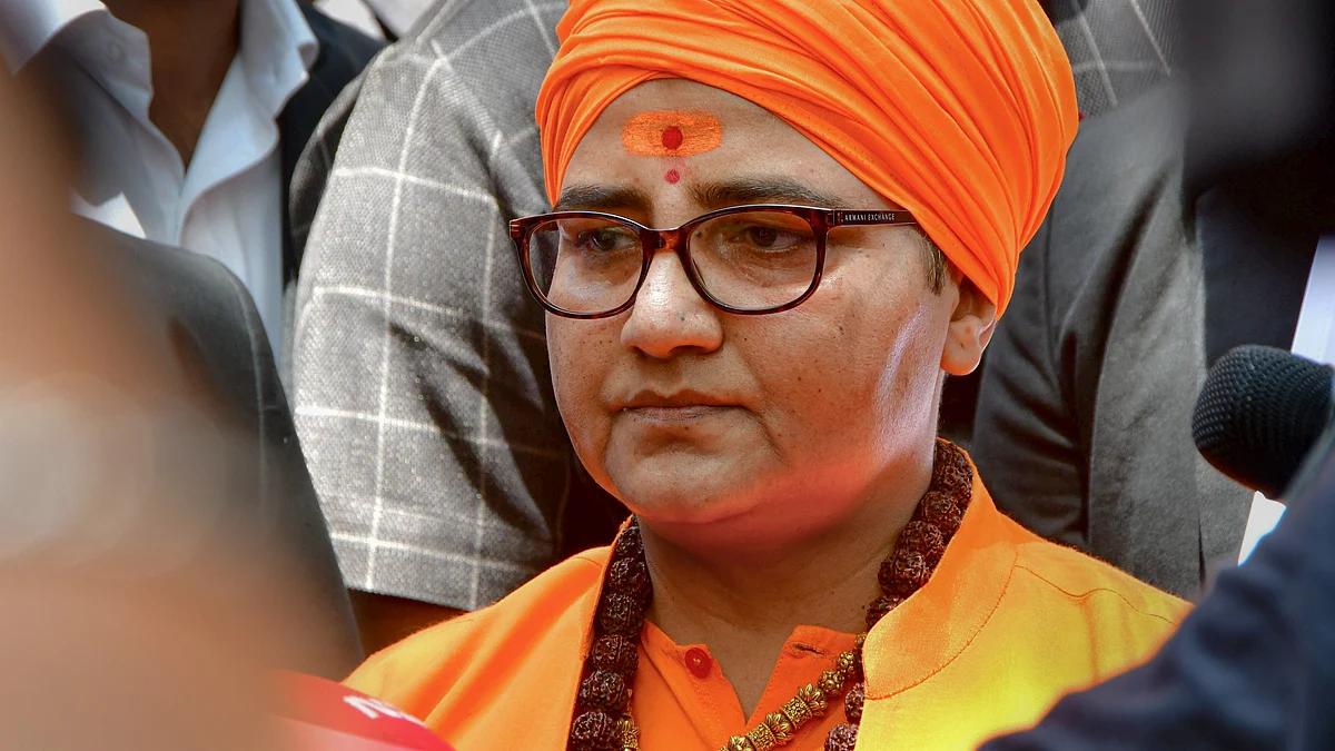 Sadhvi Pragya Singh Thakur leaves the special NIA court in Mumbai (photo: PTI)