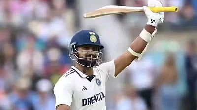 Akash Deep after reaching his fifty at The Oval