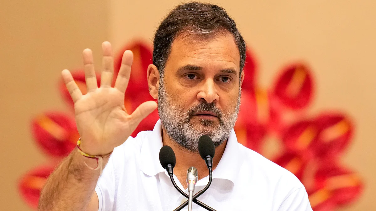 Rahul Gandhi at the party's Annual Legal Conclave in New Delhi, 2 Aug (photo: PTI)