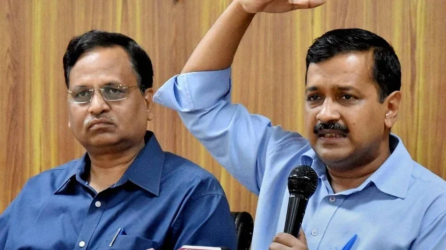 Satyendar Jain with Arvind Kejriwal (NH archives)