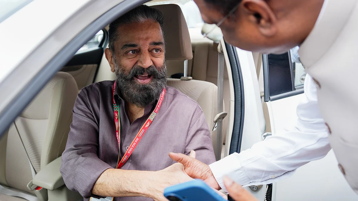 Kamal Haasan during the monsoon session of Parliament, 28 July (photo: PTI)