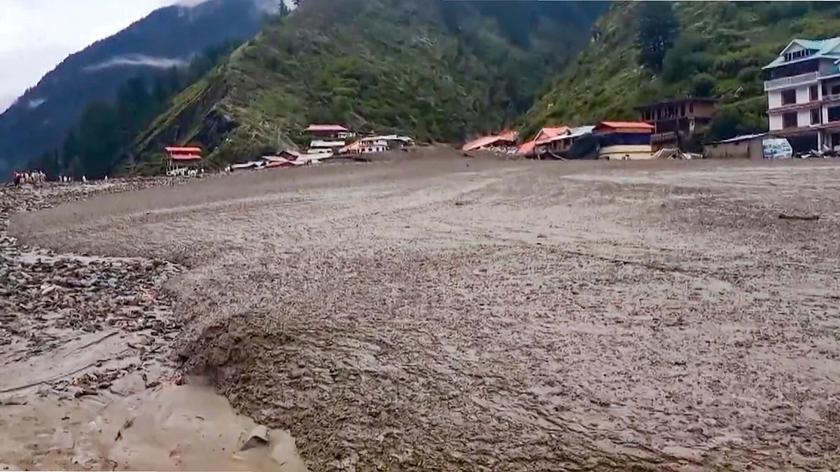 Devastation: The Kheer Ganga has turned into a river of sludge (photo: PTI)