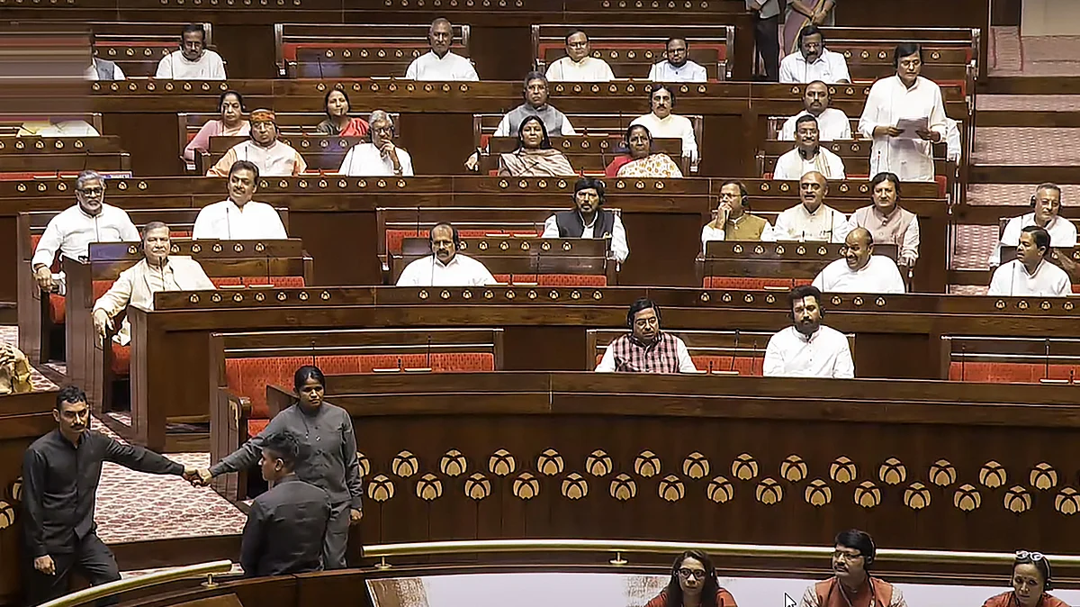 Union ministers in Rajya Sabha during the Monsoon session of Parliament in New Delhi (photo: PTI)