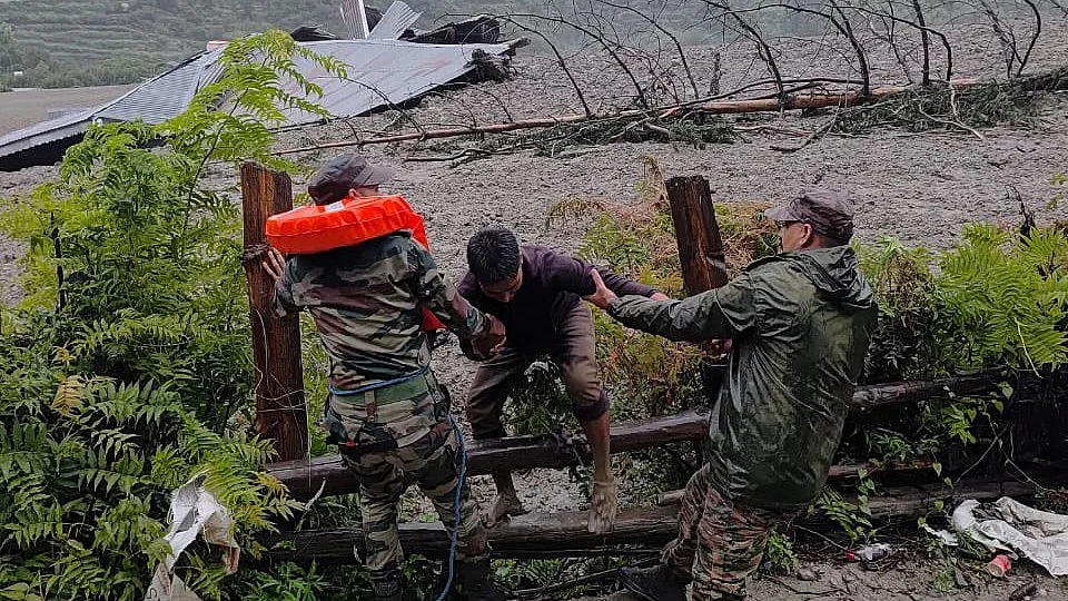 Army personnel engaged in rescue operations in Dharali
