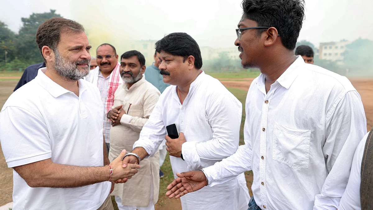 Rahul Gandhi during a visit in Chaibasa on 6 August (photo: PTI)