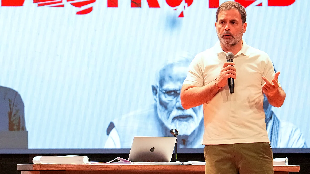 Rahul Gandhi at the press conference (photo: PTI)