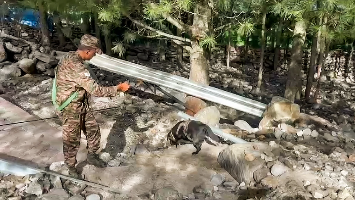Uttarkashi disaster: Cadaver dog and handler at work