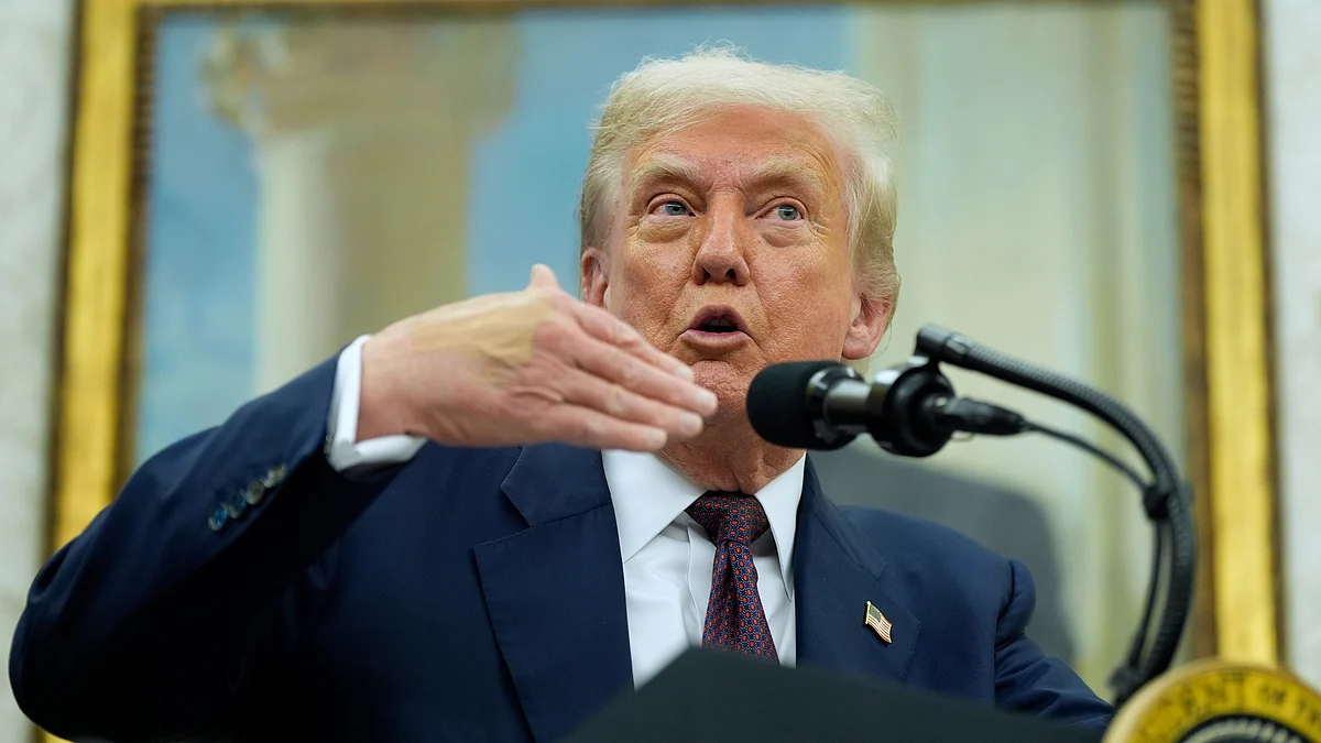 Donald Trump speaks at Oval office in Washington