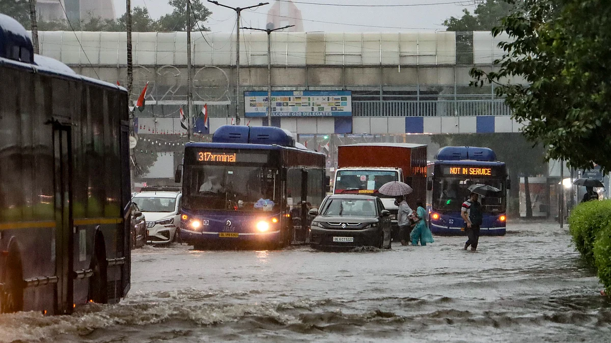 Waterlogging near ITO on Saturday, 9 Aug 2025 (photo: PTI)