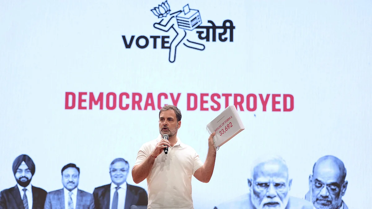 Rahul Gandhi gives a power point presentation on 'vote chori', 7 Aug 2025