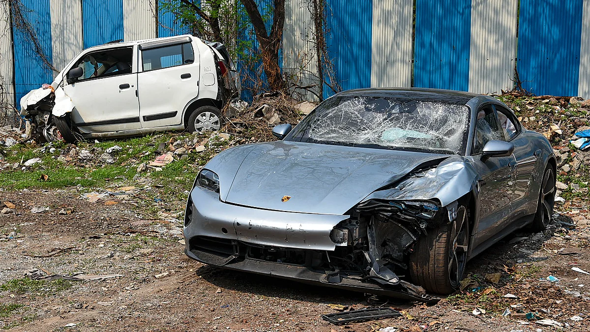 The abandoned Porsche, sans numberplates, after the accident (file photo)