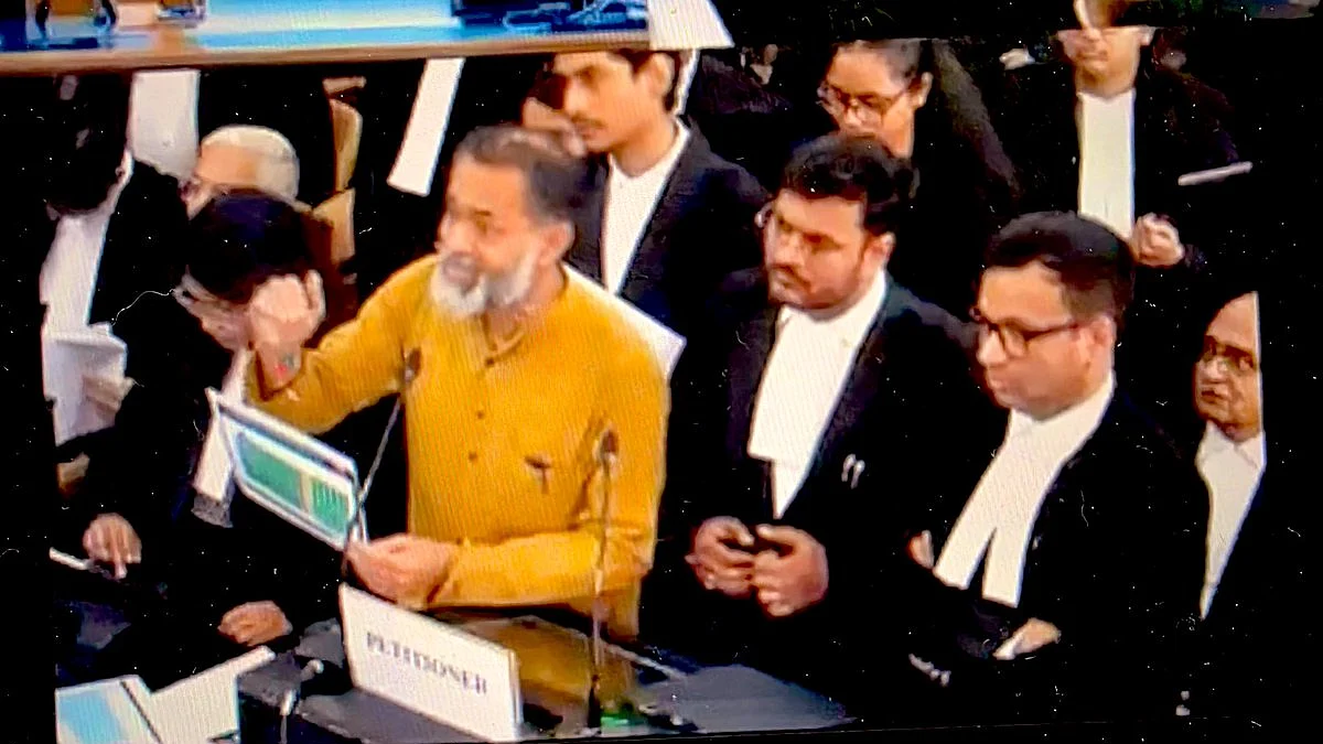 Yogendra Yadav puts his case to the Supreme Court — complete with two 'ghosts'