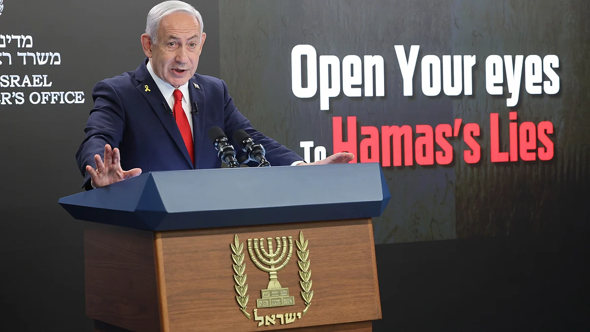 Benjamin Netanyahu speaks during a press conference in Jerusalem on 10 August