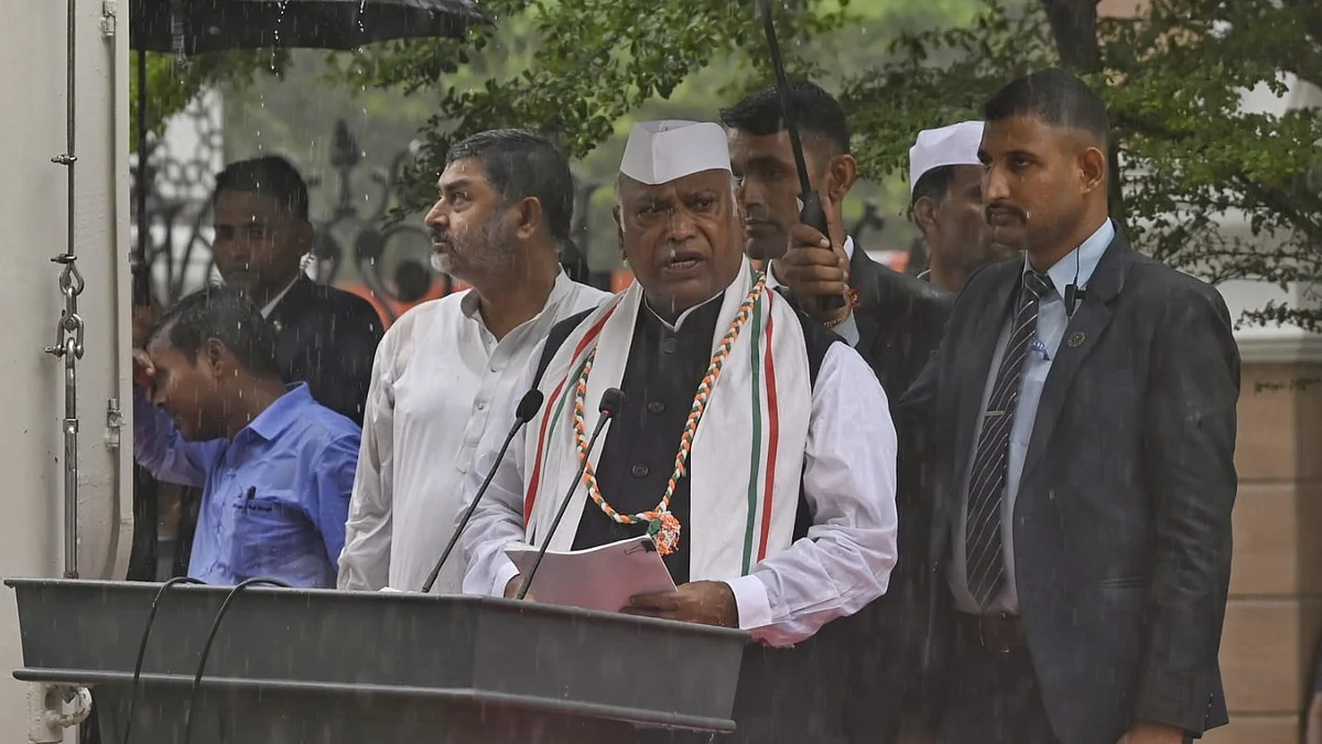 Mallikarjun Kharge addresses during Independence Day celebration in New Delhi