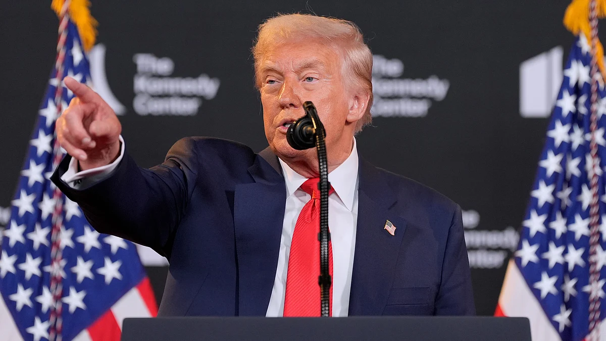 Donald Trump speaks at the Kennedy Center in Washington