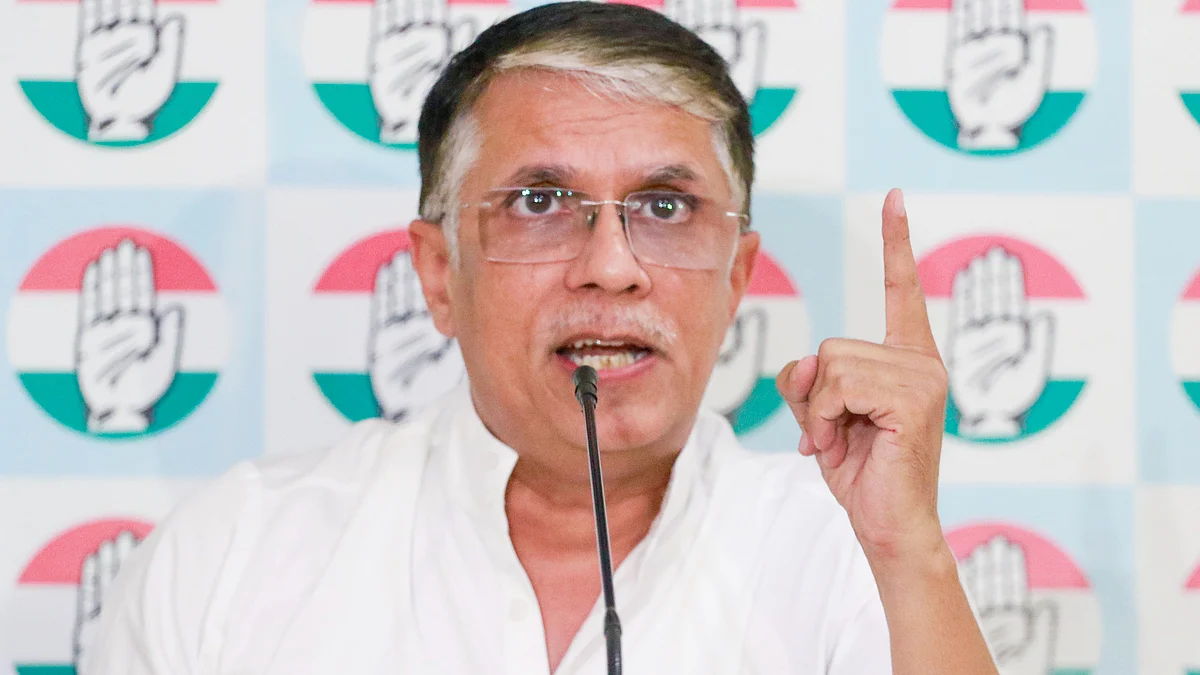 Pawan Khera addresses a press conference in New Delhi