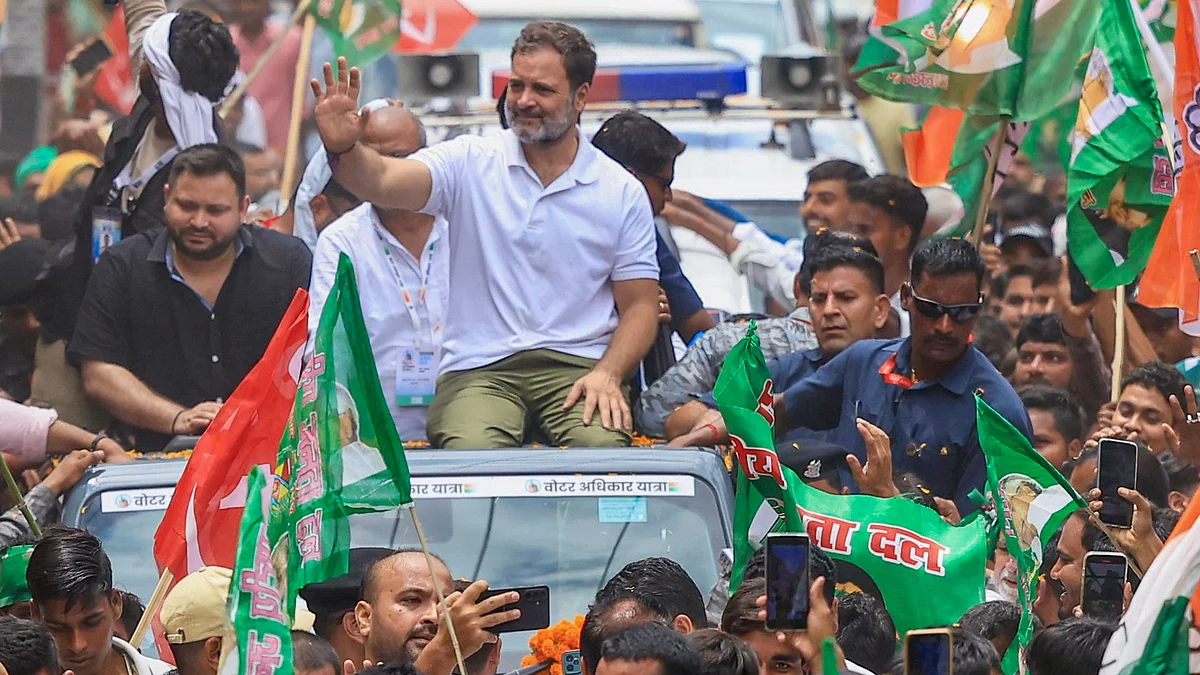 Rahul Gandhi and Tejashwi Yadav during Voter Adhikar Yatra