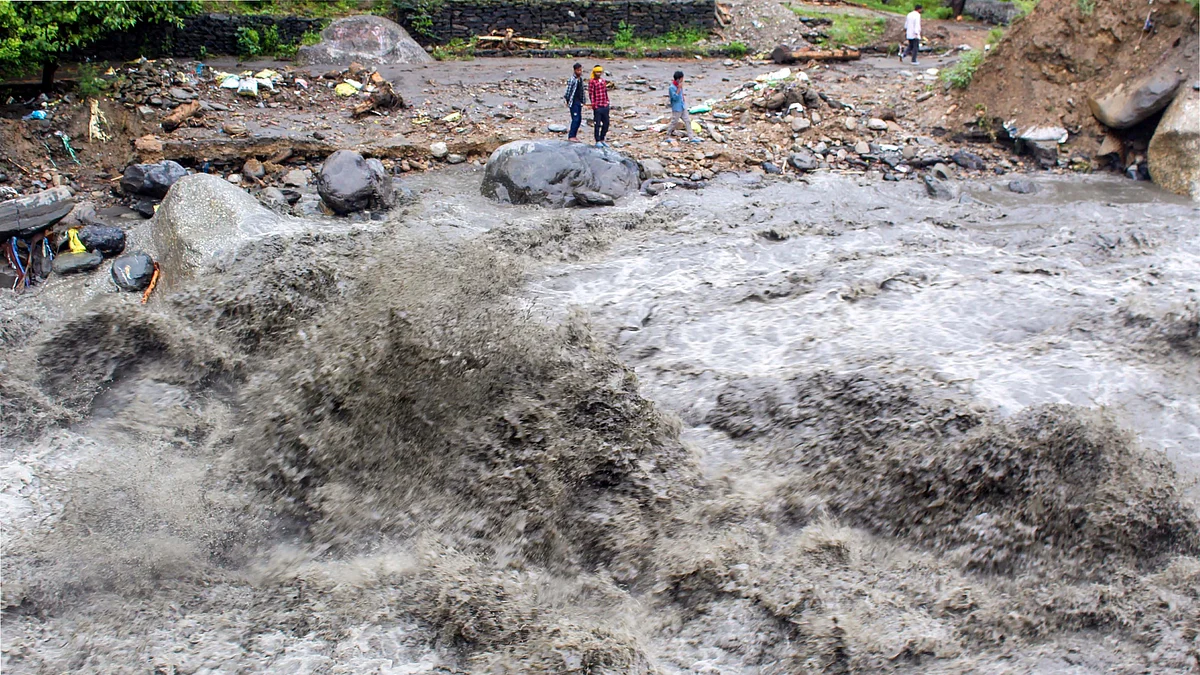 A damaged road in Lag Valley, Kullu,. (Photo: PTI)