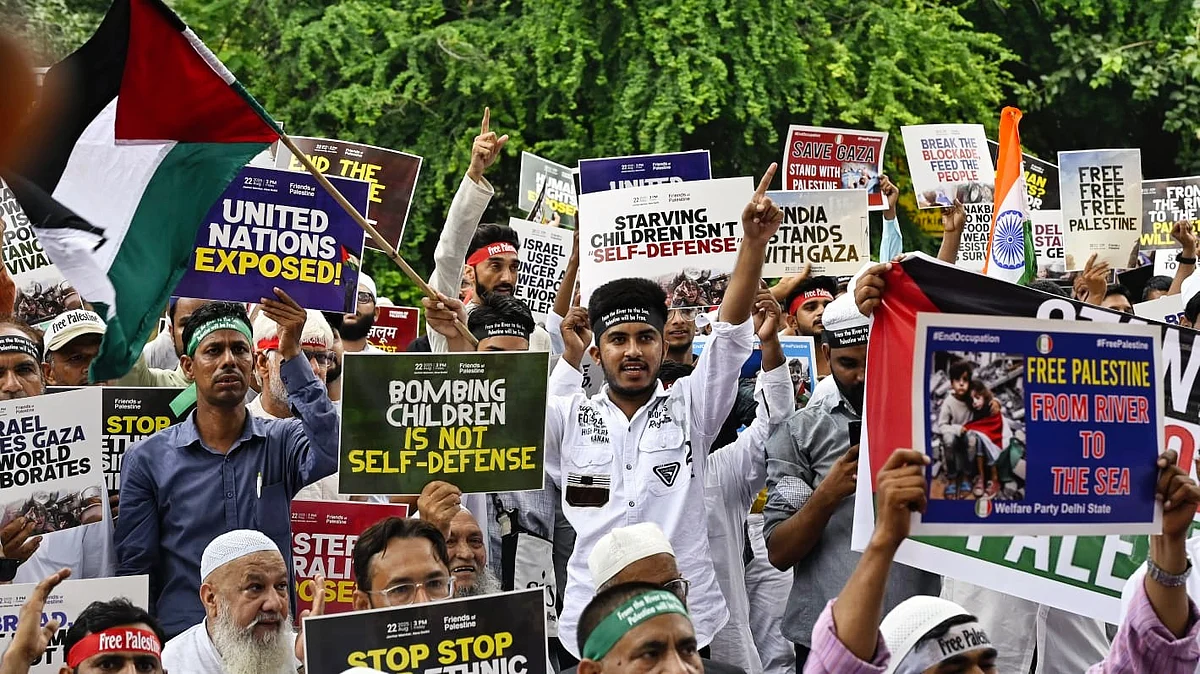 Civil society groups, social and religious bodies protest the Gaza genocide in New Delhi, 22 Aug
