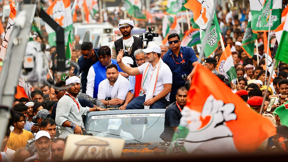 Rahul Gandhi and Tejashwi Yadav on the Voter Adhikar Yatra