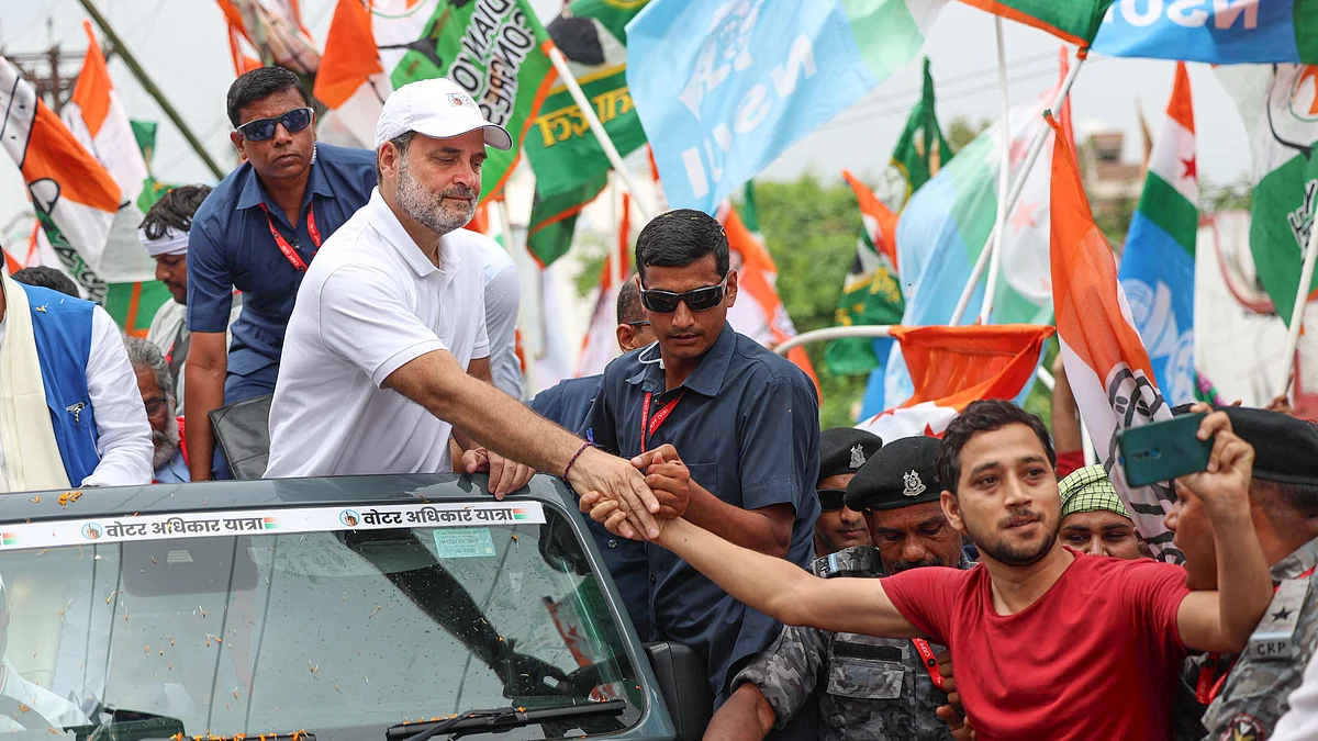 Rahul Gandhi shares a selfie moment with a supporter