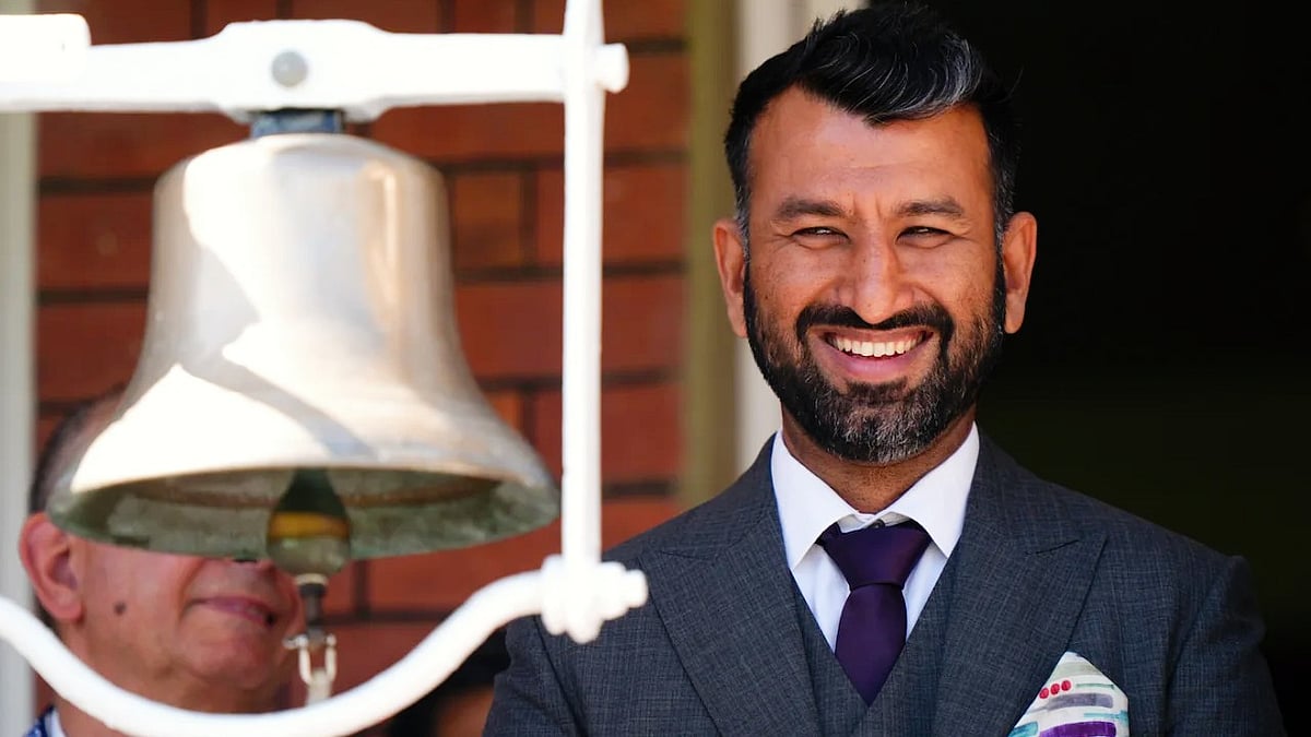 Cheteshwar Pujara had the honour of ringing the ceremonial bell to start the Lord's Test