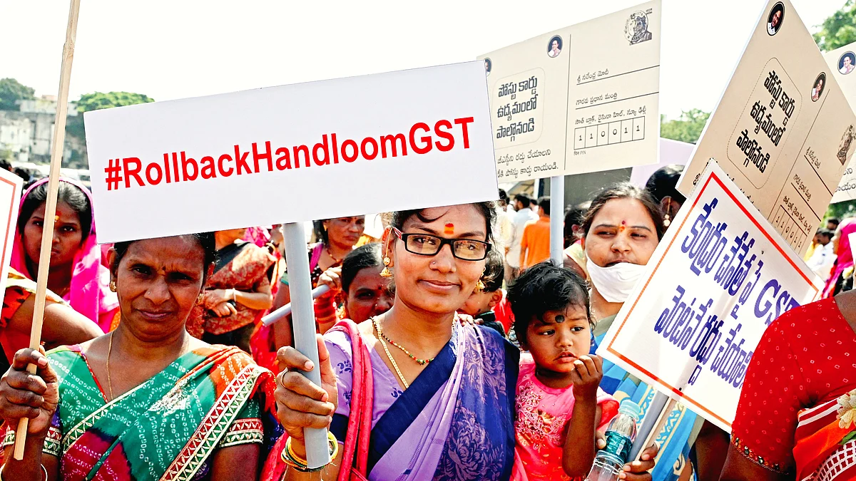 File photo of a protest against GST