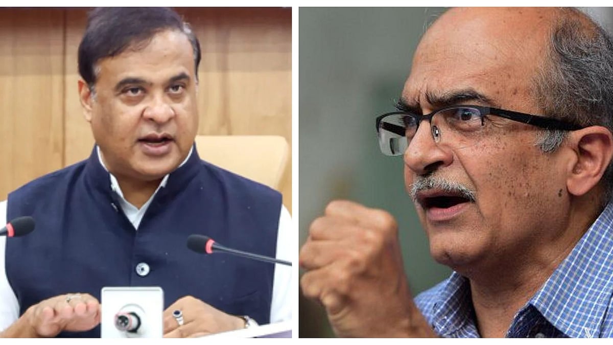 Assam CM Himanta Biswa Sarma; (right) lawyer-activist Prashant Bhushan