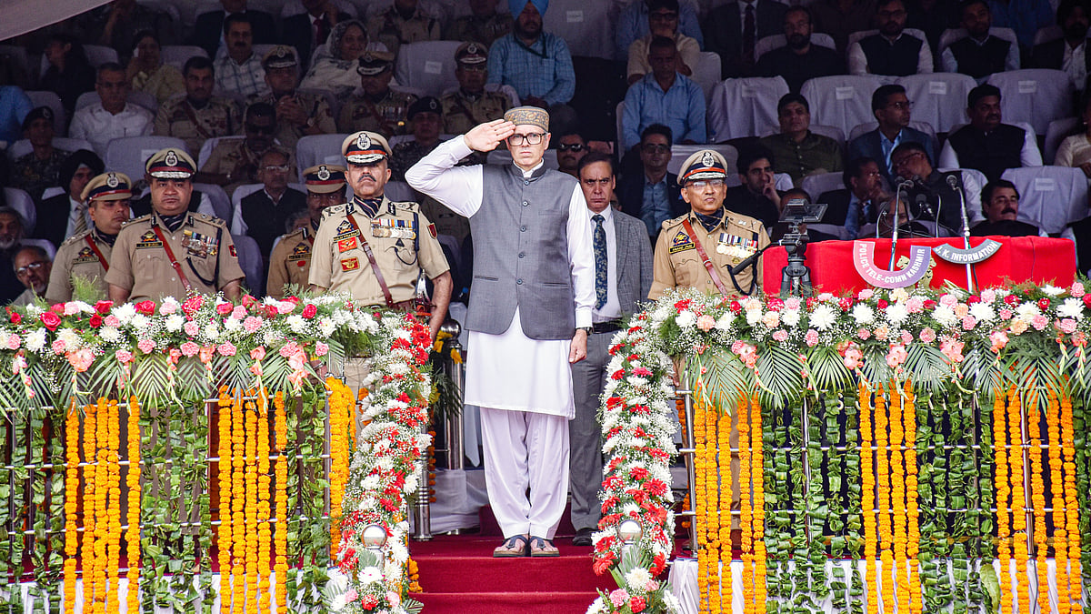 J&K chief minister Omar Abdullah at Independence Day celebrations in Srinagar this year