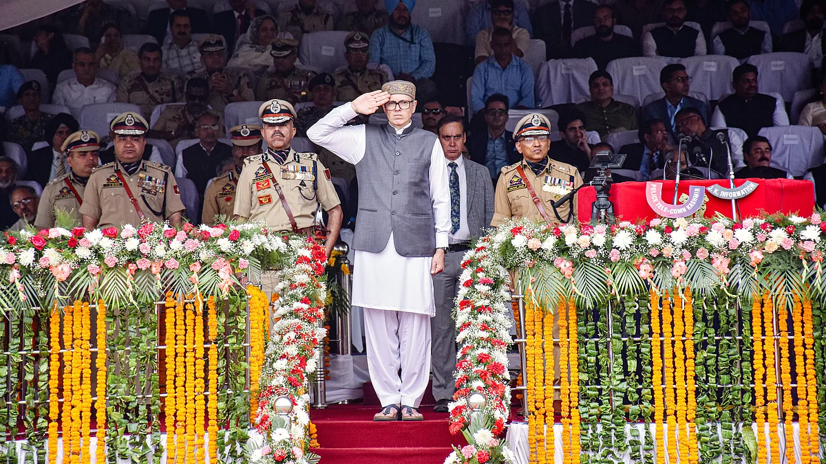 J&K chief minister Omar Abdullah at Independence Day celebrations in Srinagar this year