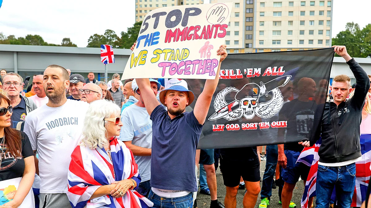 An anti-immigration protest in the UK