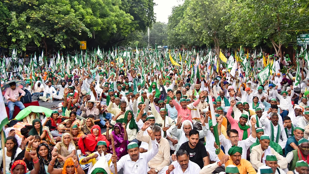 A Kisan Mahapanchayat organised by Samyukt Kisan Morcha (Non-Political at Delhi's Jantar Mantar, 25 Aug