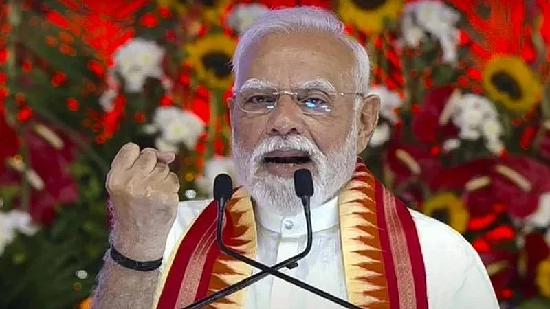 PM Modi addresses a gathering in Gujarat
